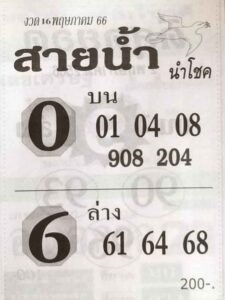 เว็บหวย สายน้ำนำโชค 16/5/66
