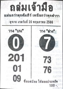 หวยถล่มเจ้ามือ 16/5/66