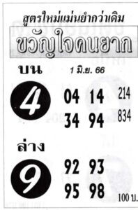 หวยเด็ดขวัญใจคนยาก 1/6/66