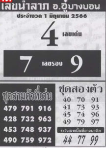 หวยนำลาภ อ.อู๋บางบอน 1/6/66