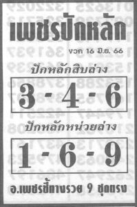 เลขดังหวยเพชรปักหลัก 16-6-66