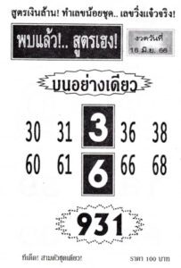 เลขเด็ดหวยพบแล้วสูตรเฮง 16-6-66