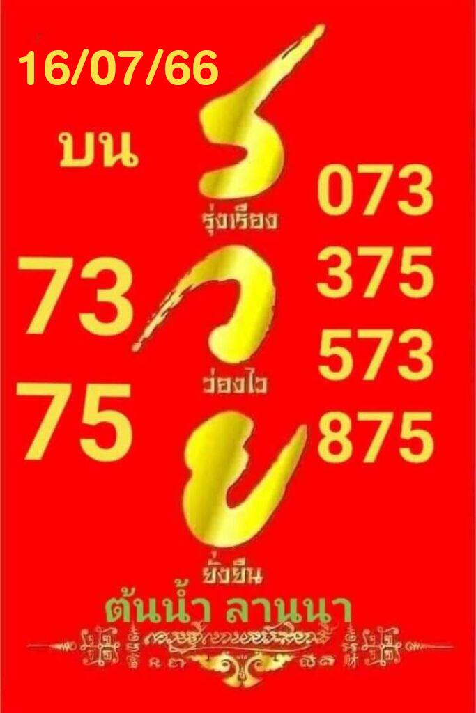 หวยไทยรัฐ ต้นน้ำลานนา 16/7/66