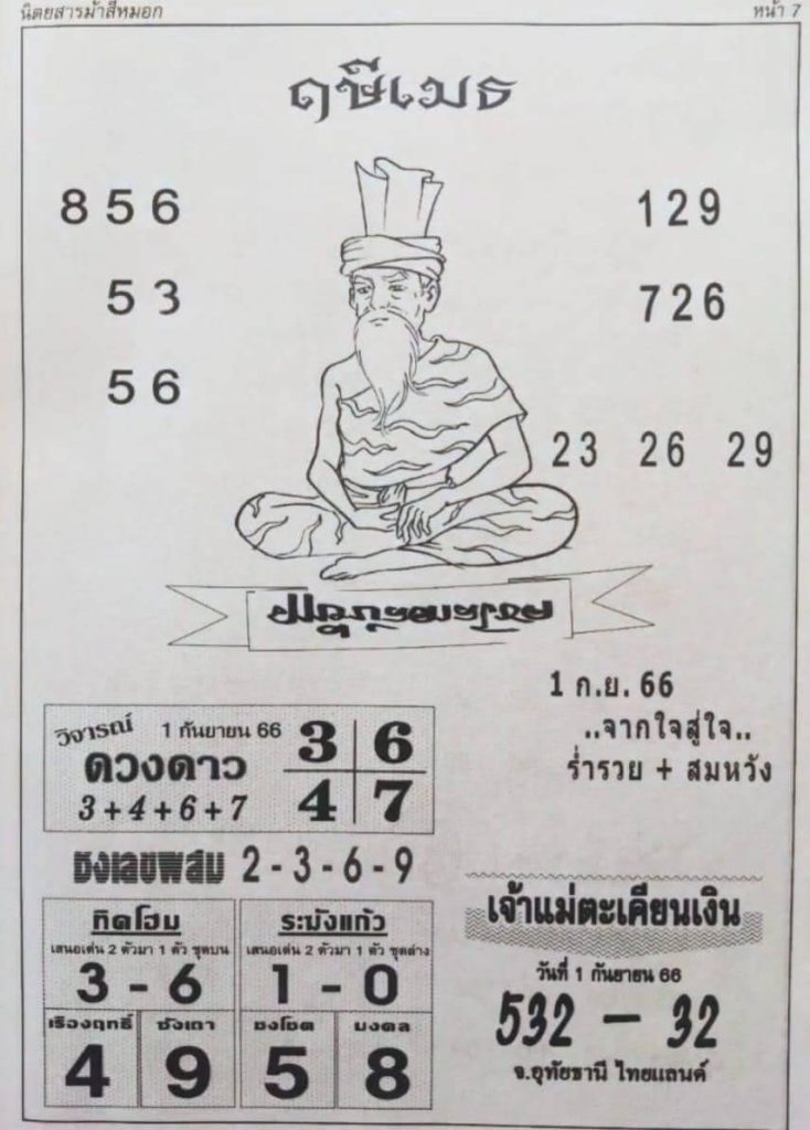 หวยไทย ฤษีเมธ 1/9/66 