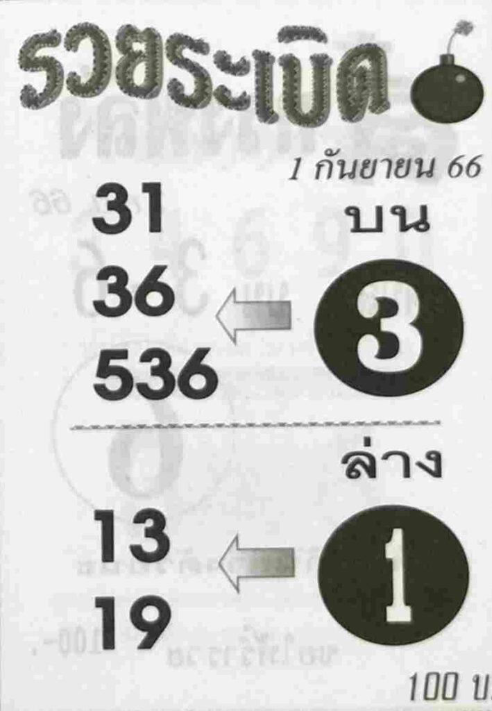 หวยไทย รวยระเบิด 1/9/66 