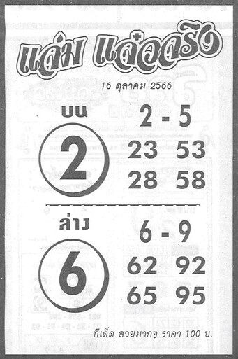 หวยไทย แจ่มแจ๋วจริง 1/11/66 