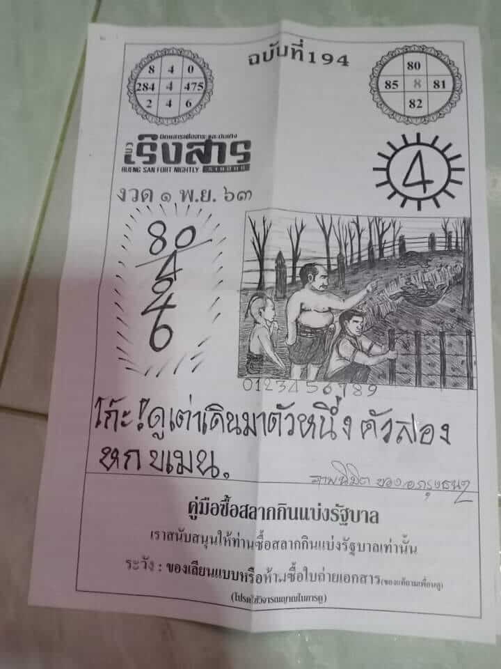 หวยไทย เริงสาร 1/11/66
