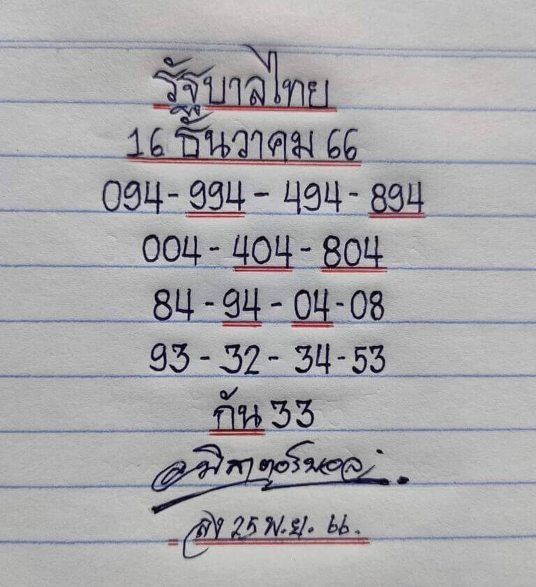 หวยไทย มิสเตอร์บอล 16/12/66
