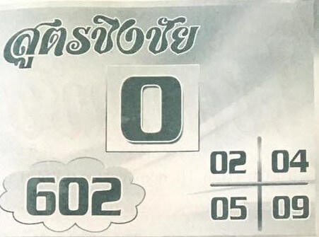 หวยไทย สูตรชิงชัย 17/1/67